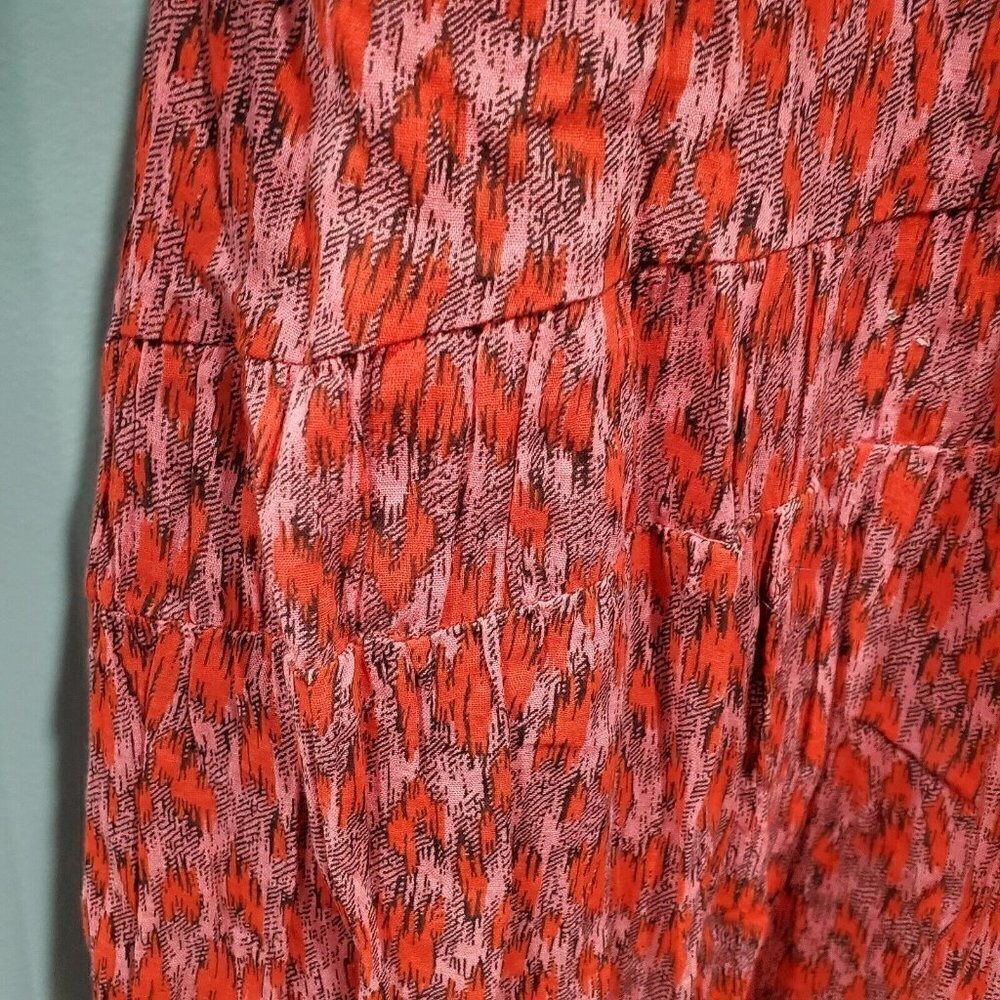 NWT Joie Women's Maxi Dress XL Red Animal Print Orange Pink Midi Tea Ros… - Picture 14 of 15